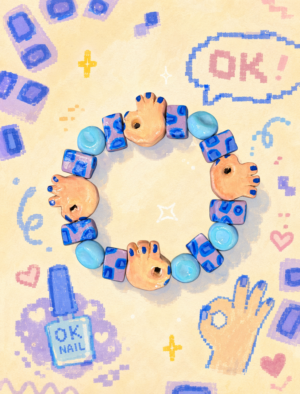 Fresh Manicure — Hand-Sculpted Clay Bracelet